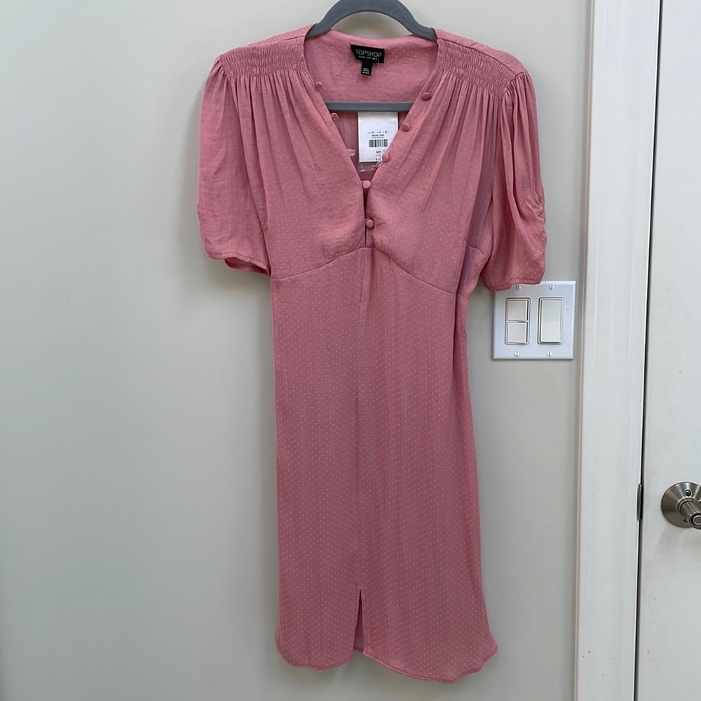Topshop pink jacquard Mini Tea Dress